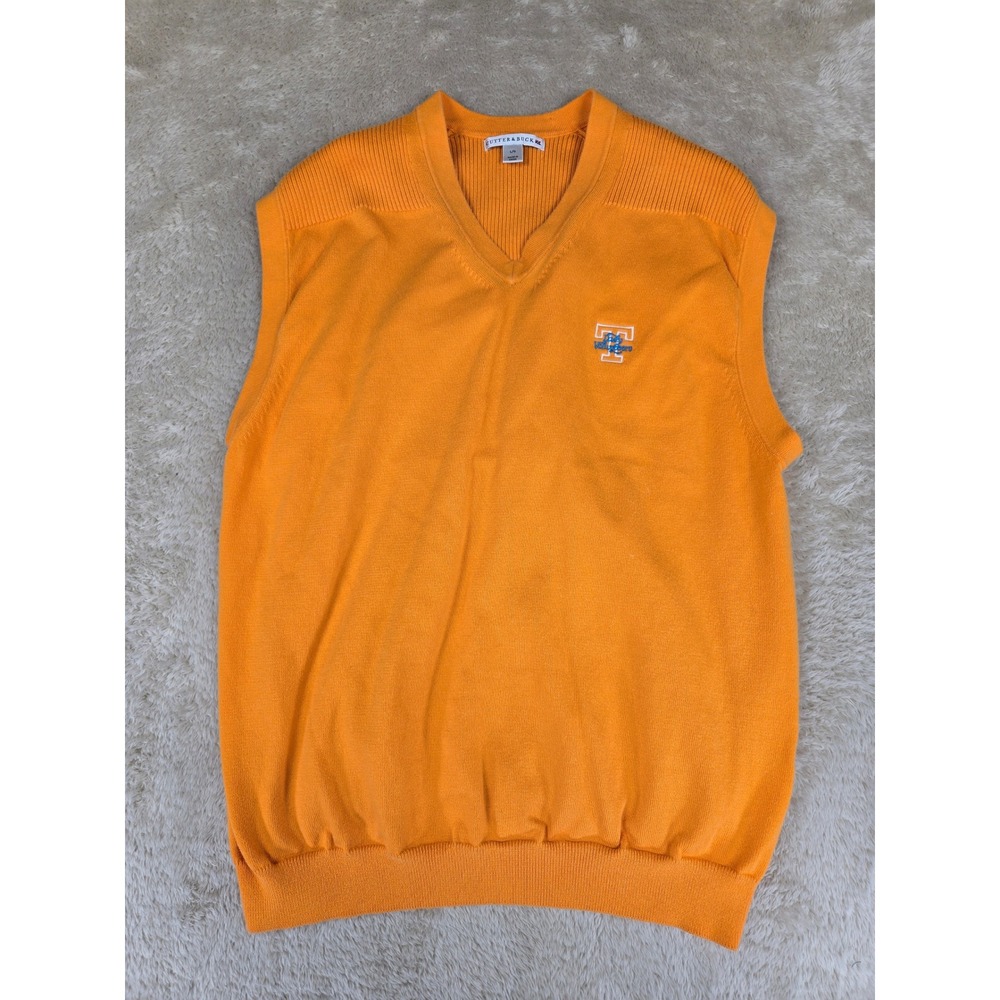 Cutter Buck Mens‎ Orange V Neck Sweater Vest Lady Vols UT Embroidered Size L